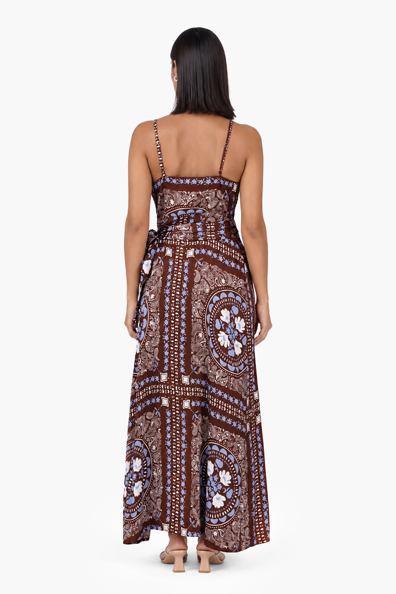 Sundown Bandana Fringe Long Wrap Dress | View 5