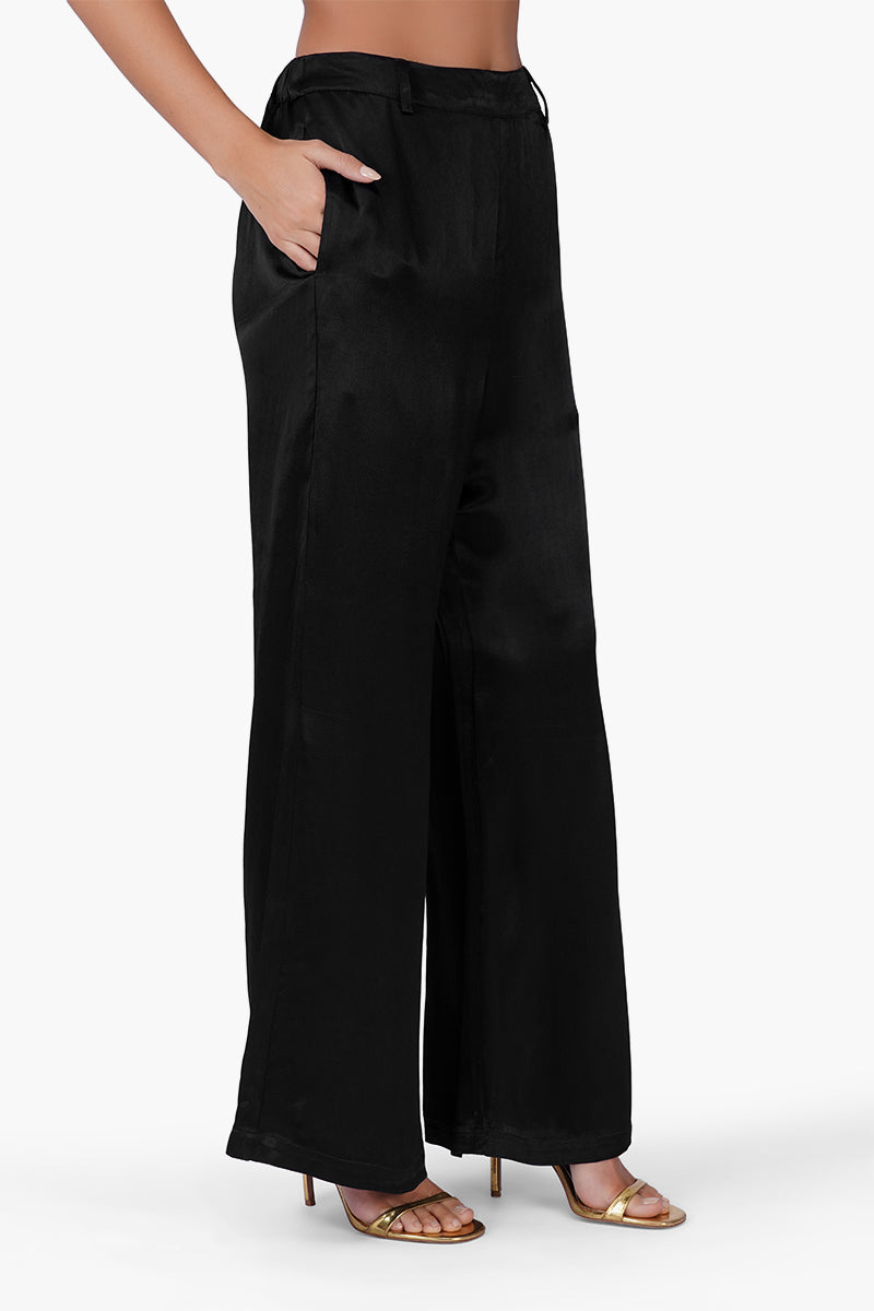 Black Noir Satin Pants | View 2