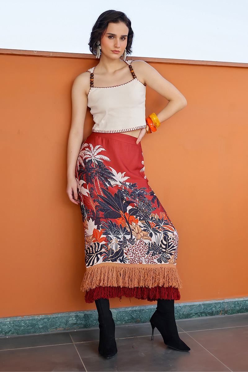 Contrast Whipstitch Beaded Top
