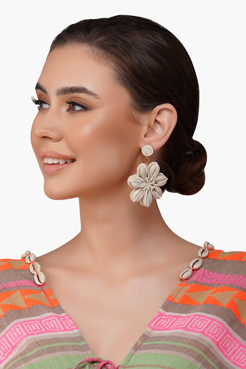 Floral Shells Beaded Earrings