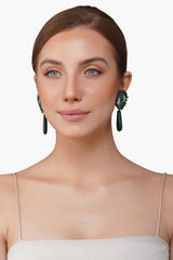 Emerald Evil Eye Beaded Earrings