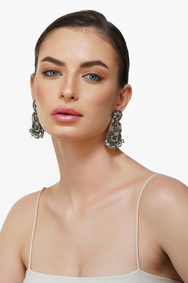 Antique Finish Hand beaded earrings
