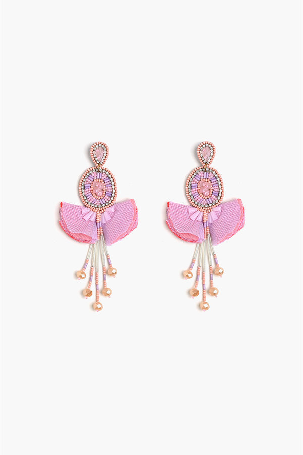 Pink Blossom Beaded Earrings