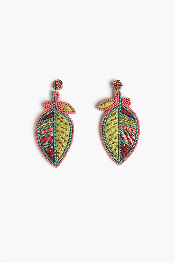 Heart Upon My Leaf Beaded Earrings