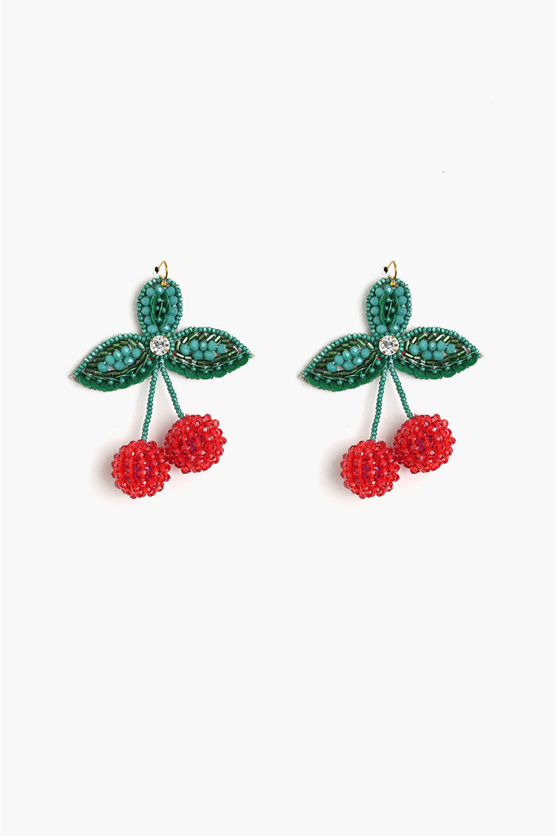 Cherry Season Handbeaded Earrings