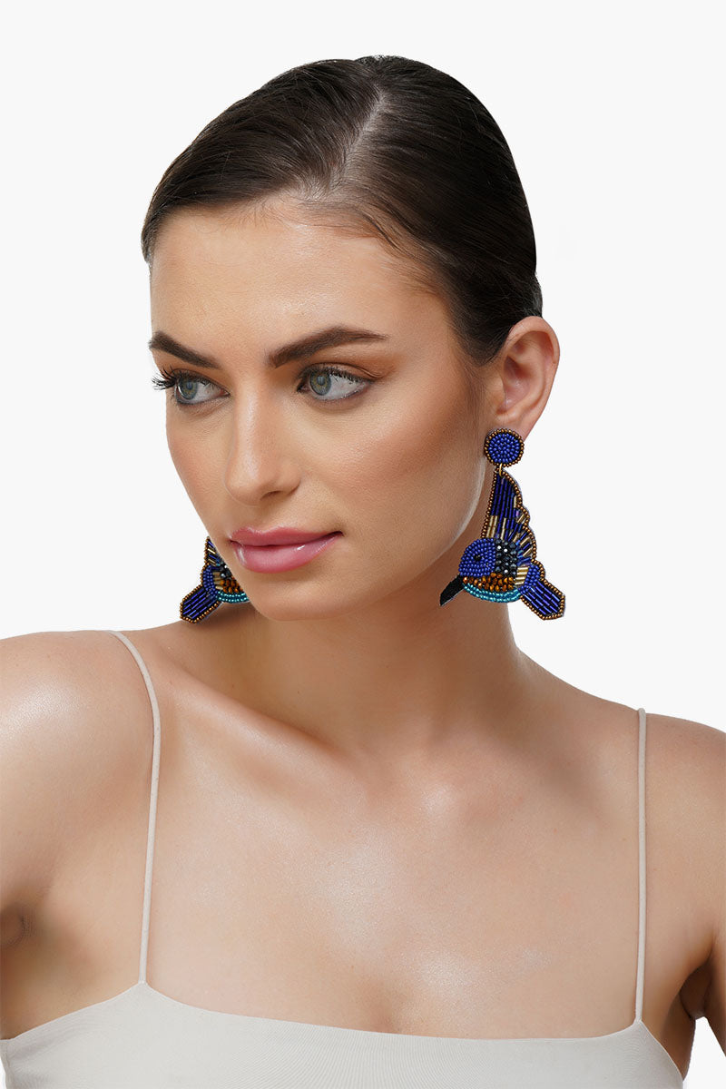 Blue Queen Beaded Earrings