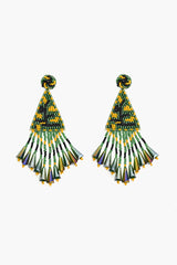 Emerald Beaded Drop Earrings
