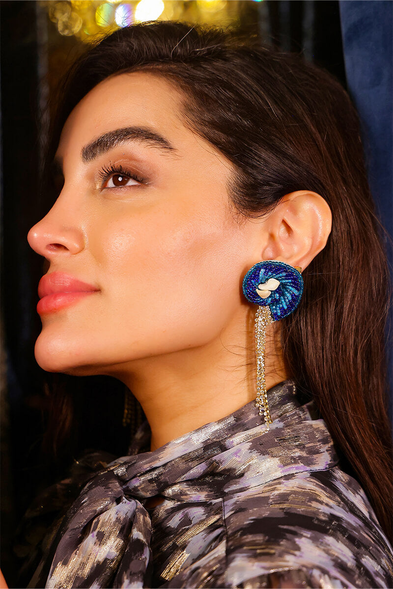 Deap Sea Nautilus Beaded Earrings