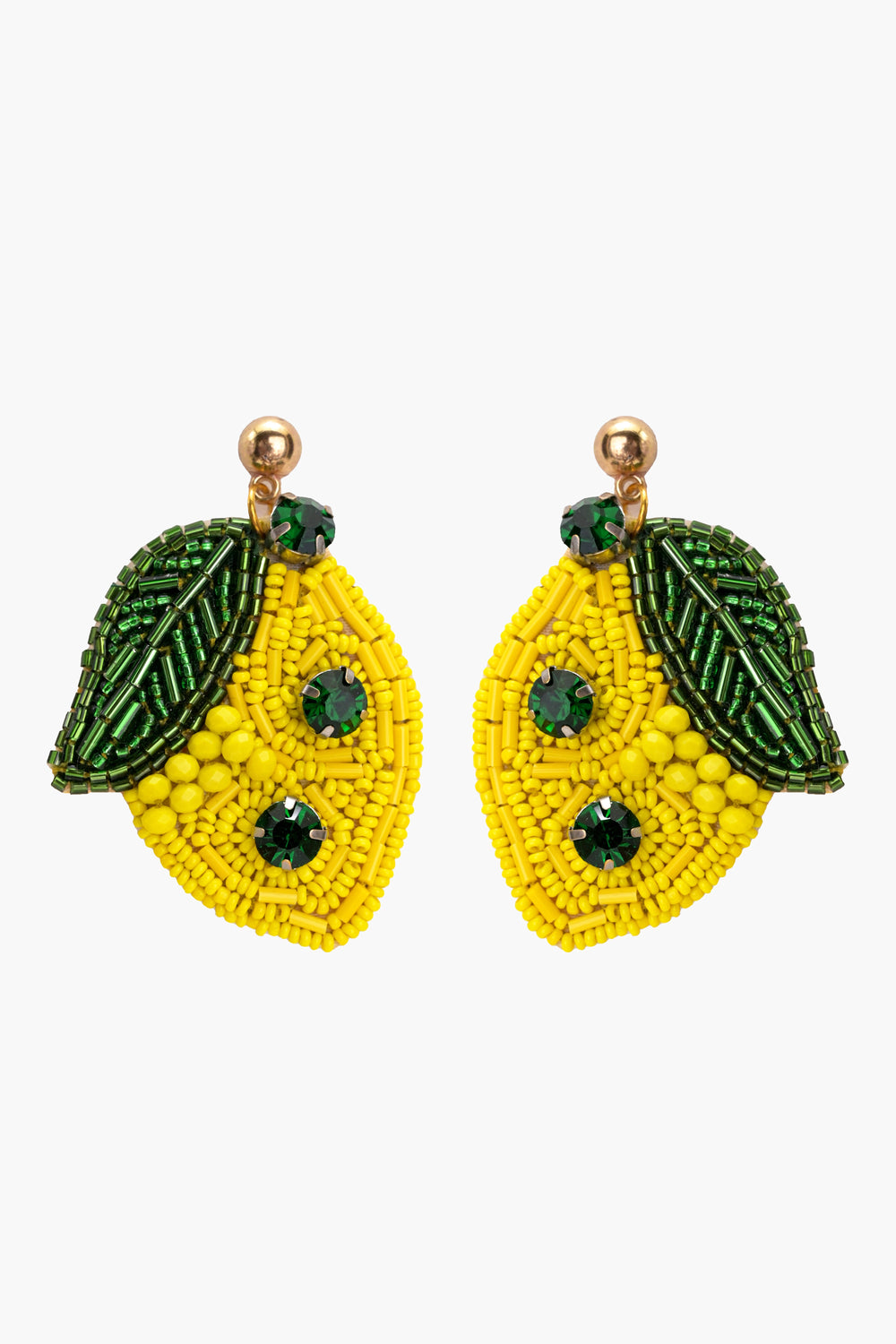 Hearty Lemon Beaded Earrings