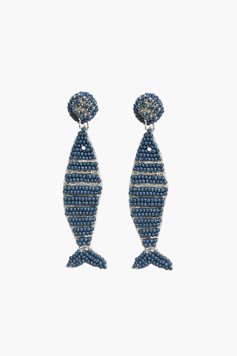 Herringbone Fish Beaded Earrings