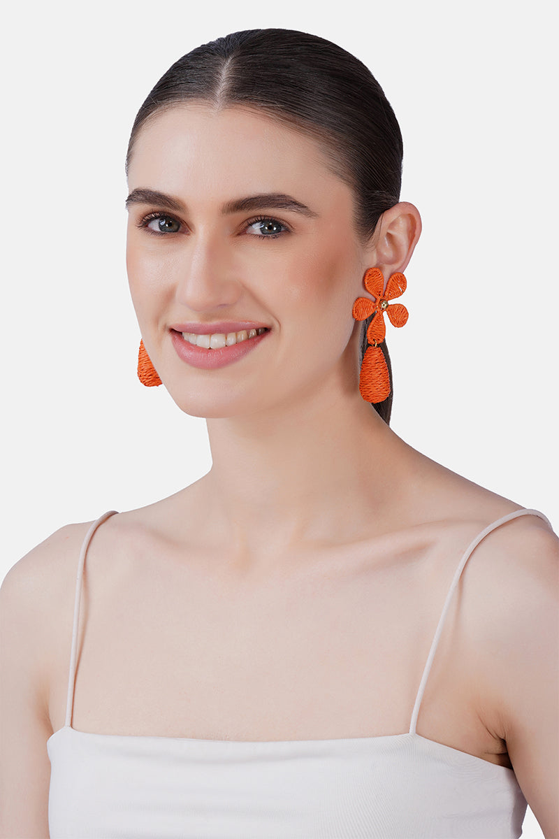 Raffia Bloom Floral Hand-Beaded Statement Earrings | view 2