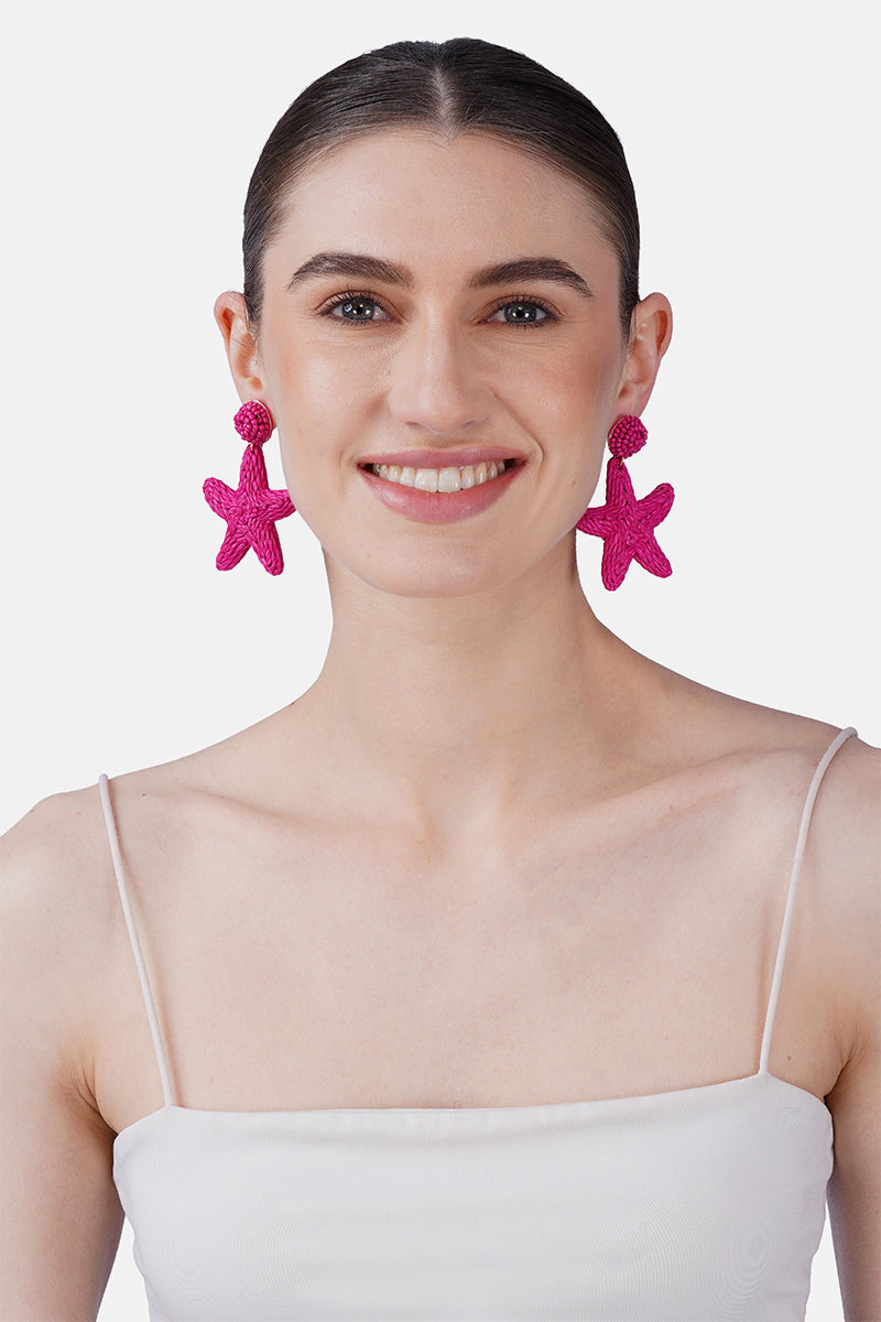 Raffia Bloom Floral Hand-Beaded Statement Earrings | view 2