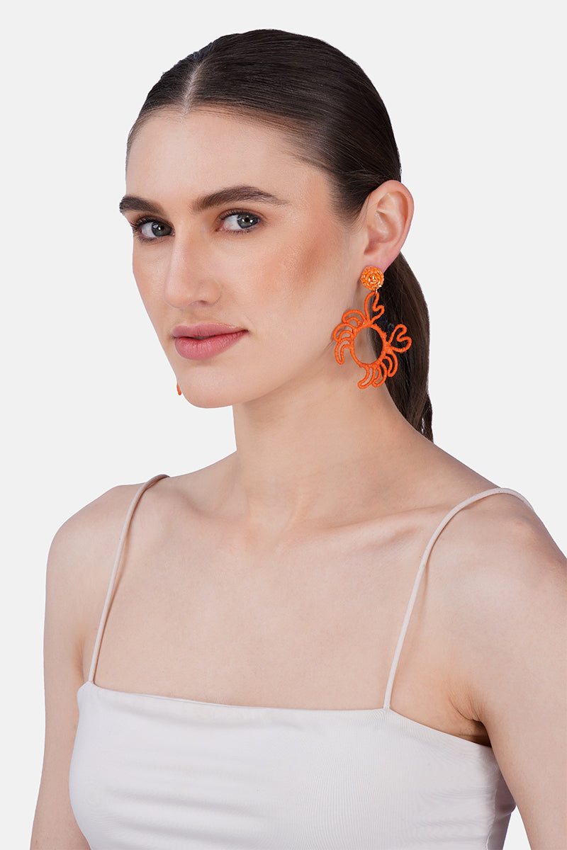 Coastal Crabby Chic Hand-Beaded Statement Earrings