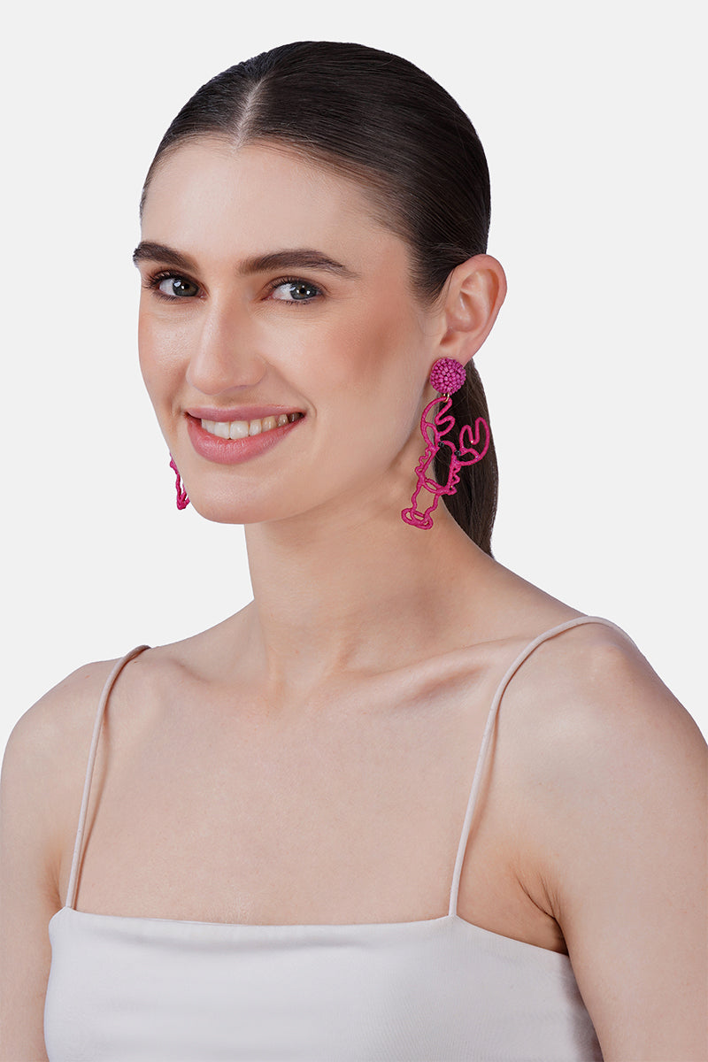 Coastal Lobster Shell Hand-Beaded Statement Earrings