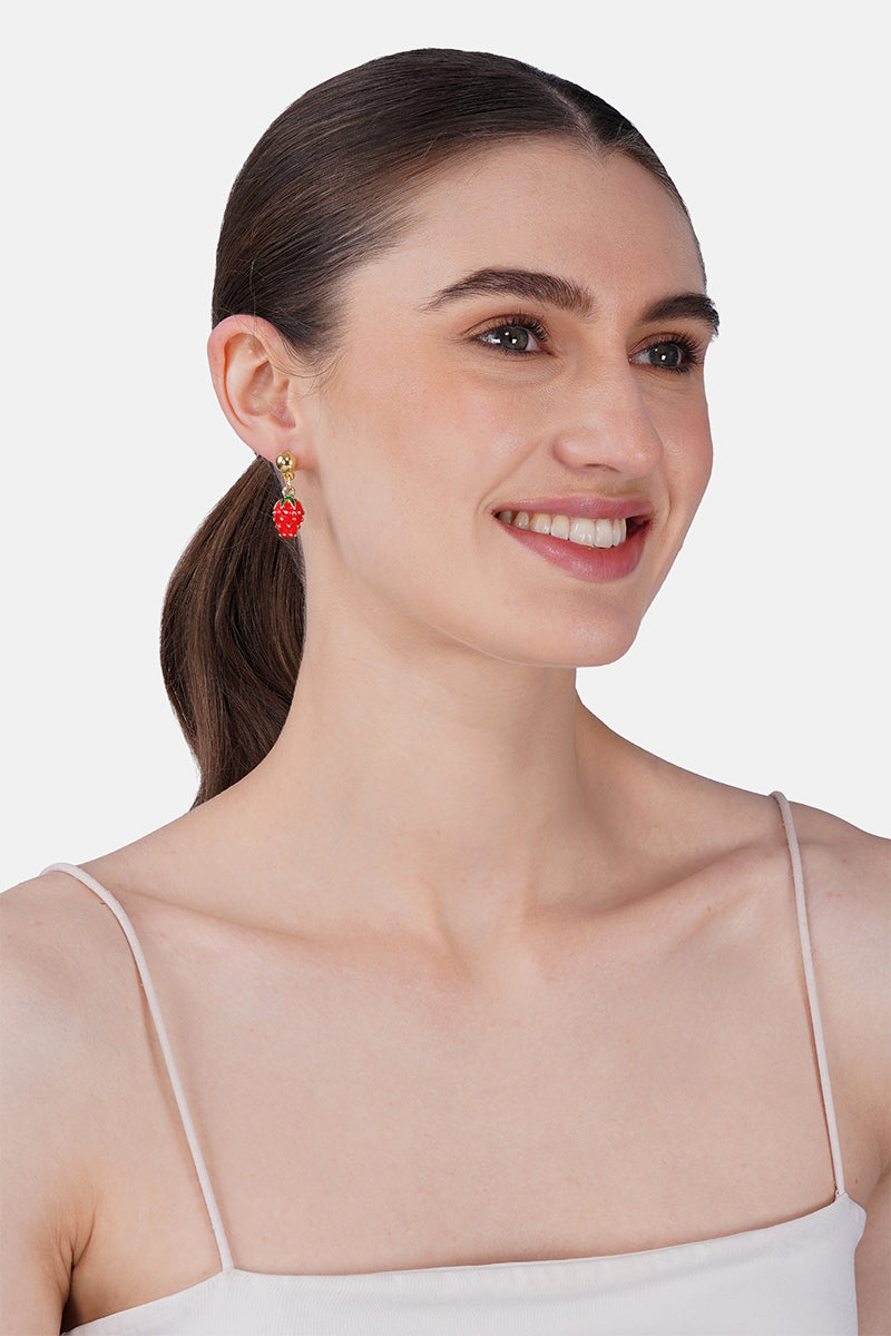 Wild Berry Pop Hand-Beaded Statement Earrings | view 2