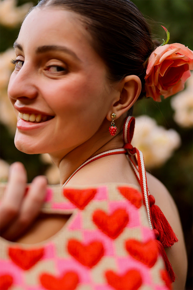 Wild Berry Pop Hand-Beaded Statement Earrings