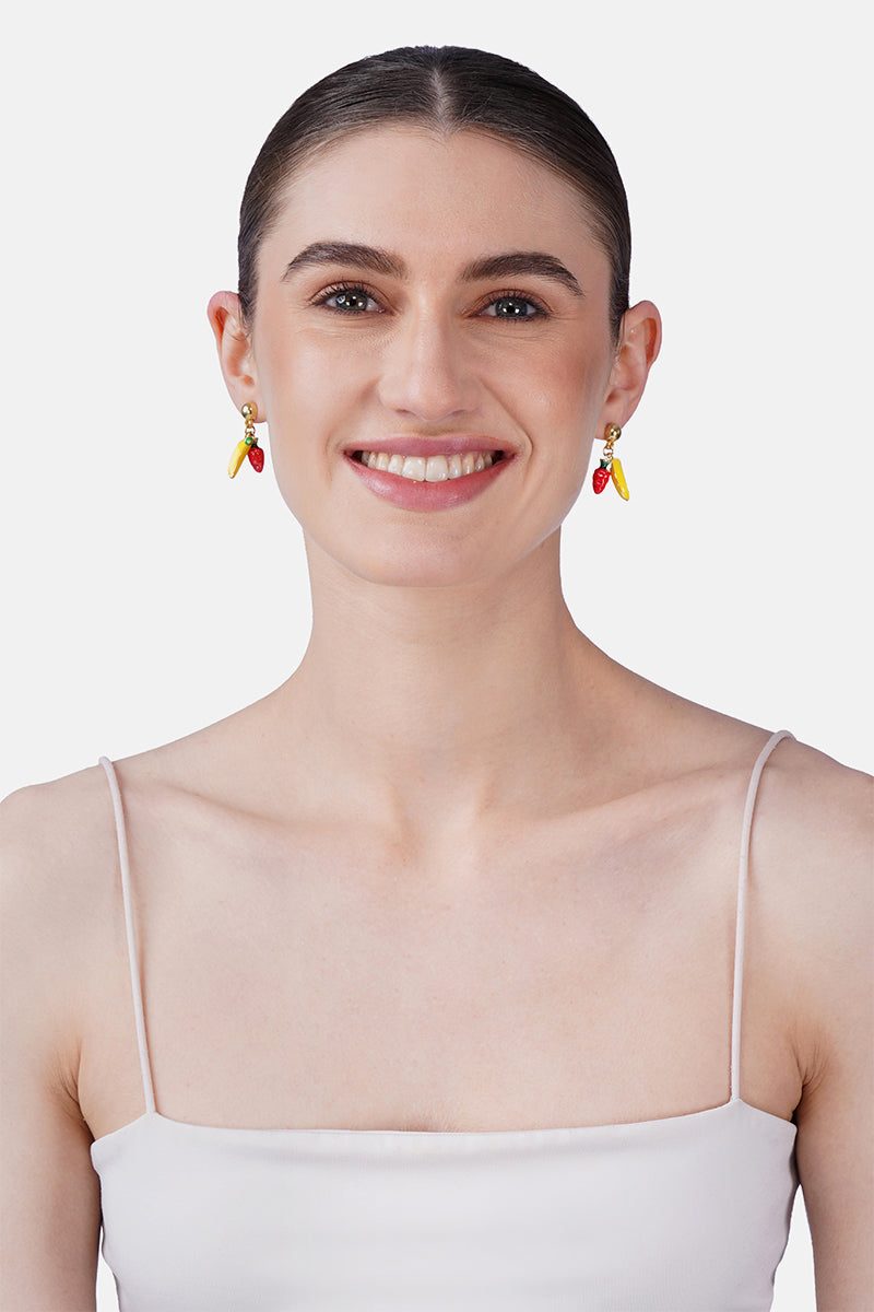 Tropical Fruit Duo Hand-Beaded Statement Earrings | view 2
