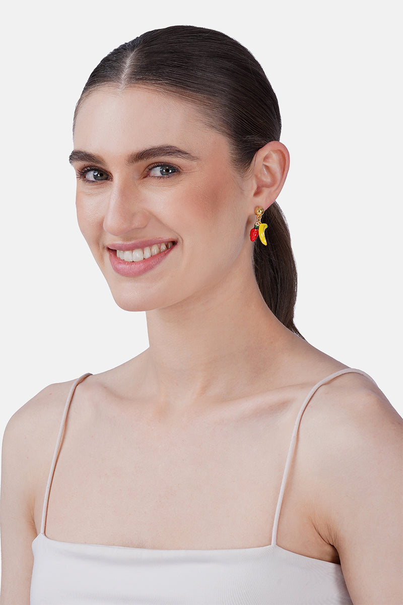 Tropical Fruit Duo Hand-Beaded Statement Earrings