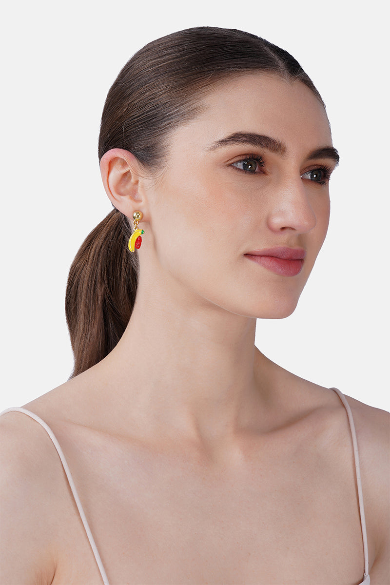 Tropical Fruit Duo Hand-Beaded Statement Earrings