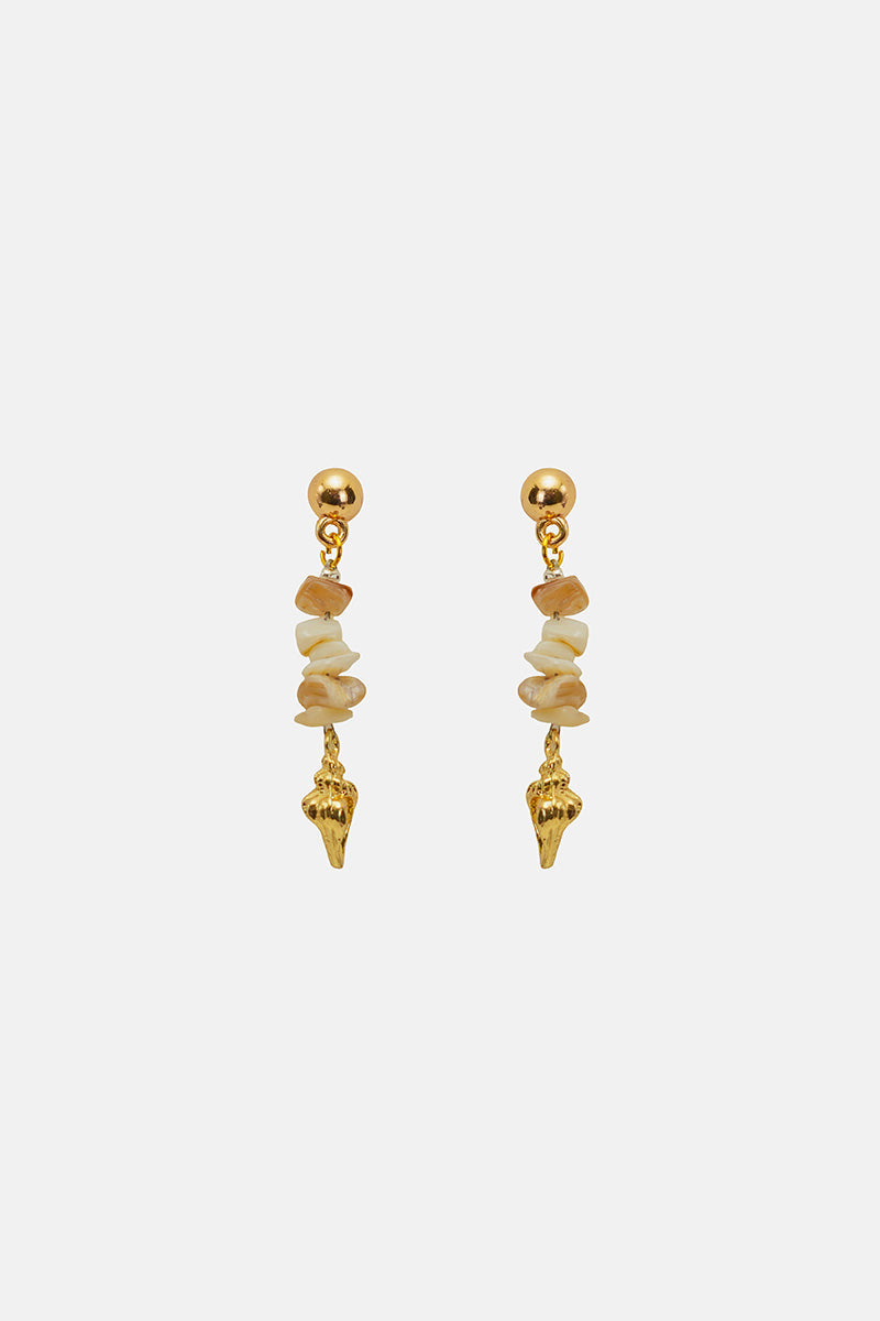 Golden Beach Glow Hand-Beaded Statement Earrings