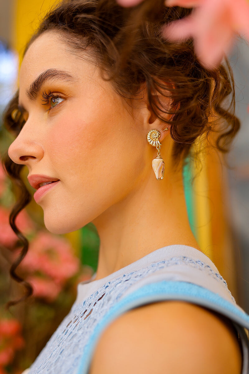 Seabreeze Conch Hand-Beaded Statement Earrings