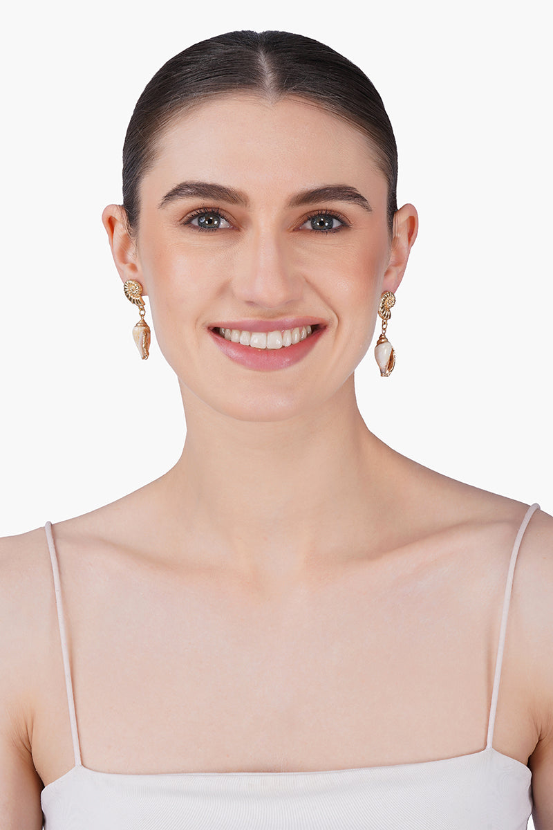 Seabreeze Conch Hand-Beaded Statement Earrings | View 3