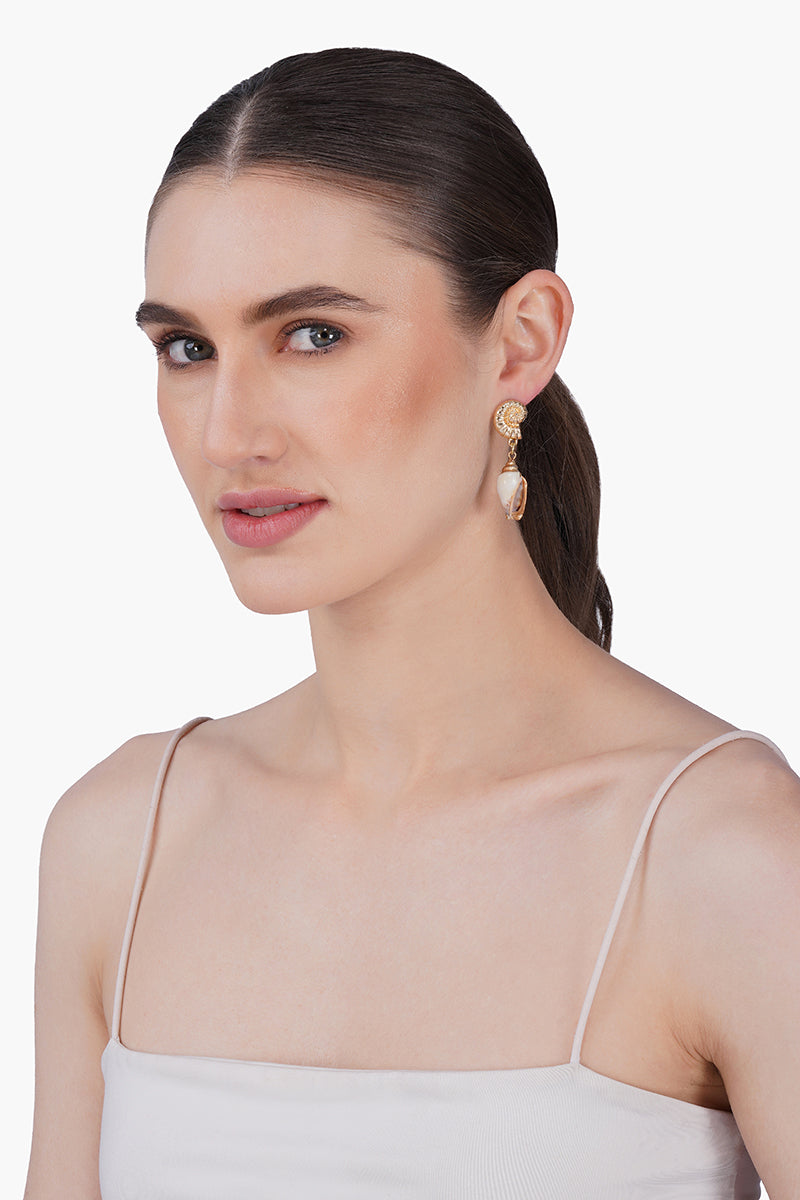 Seabreeze Conch Hand-Beaded Statement Earrings | View 5