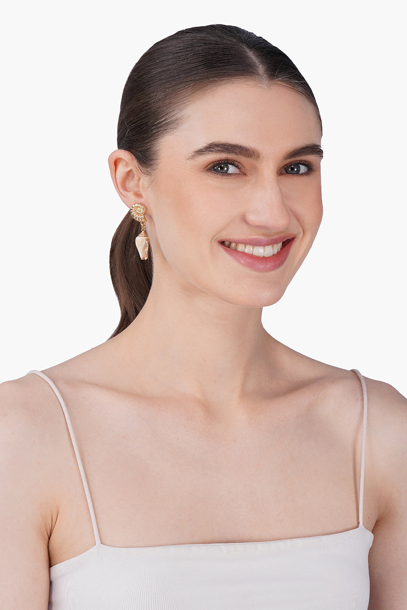 Seabreeze Conch Hand-Beaded Statement Earrings
