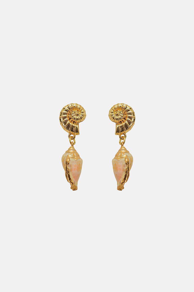 Seabreeze Conch Hand-Beaded Statement Earrings | view 2