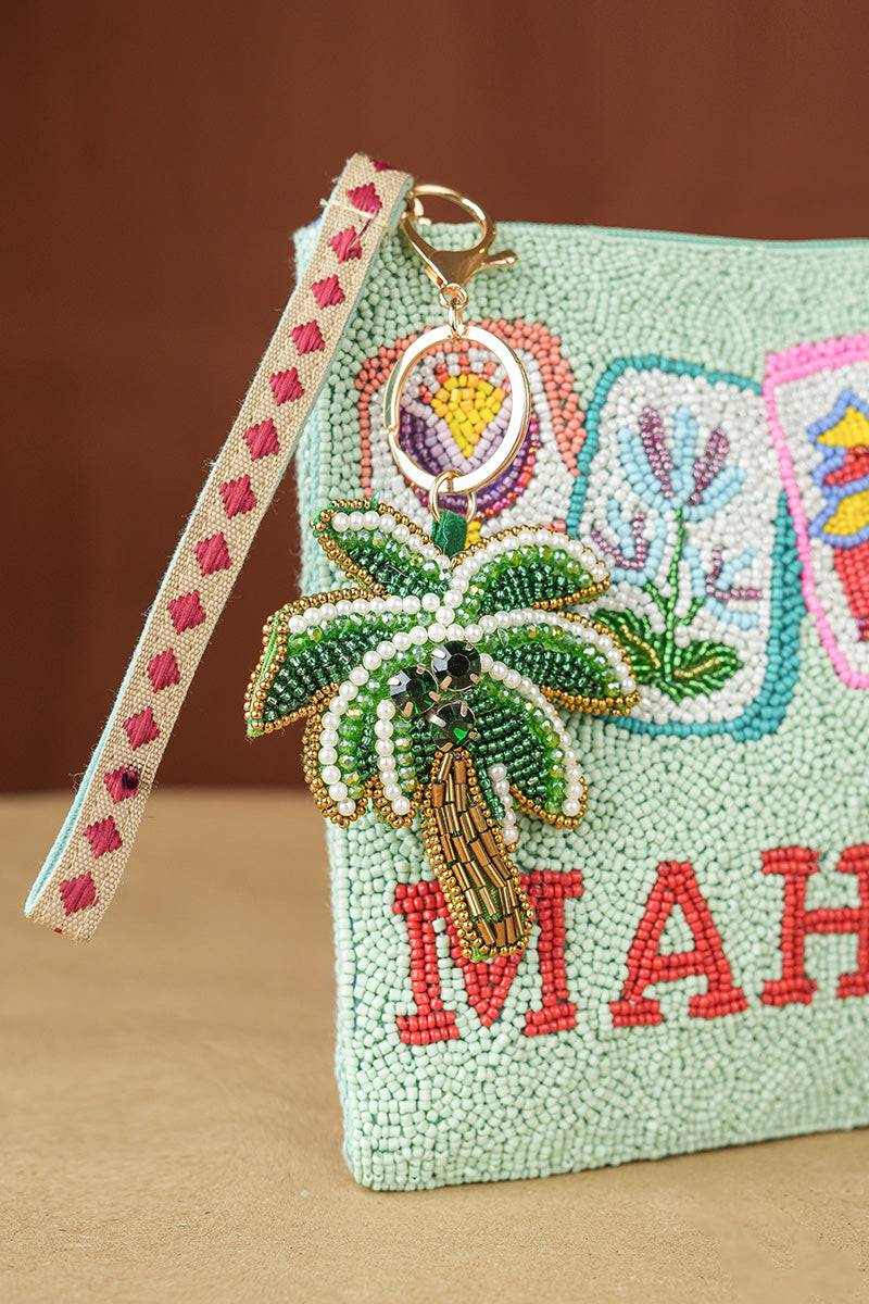 Tropical Palm Hand-Beaded Boho Bag Charm | view 2