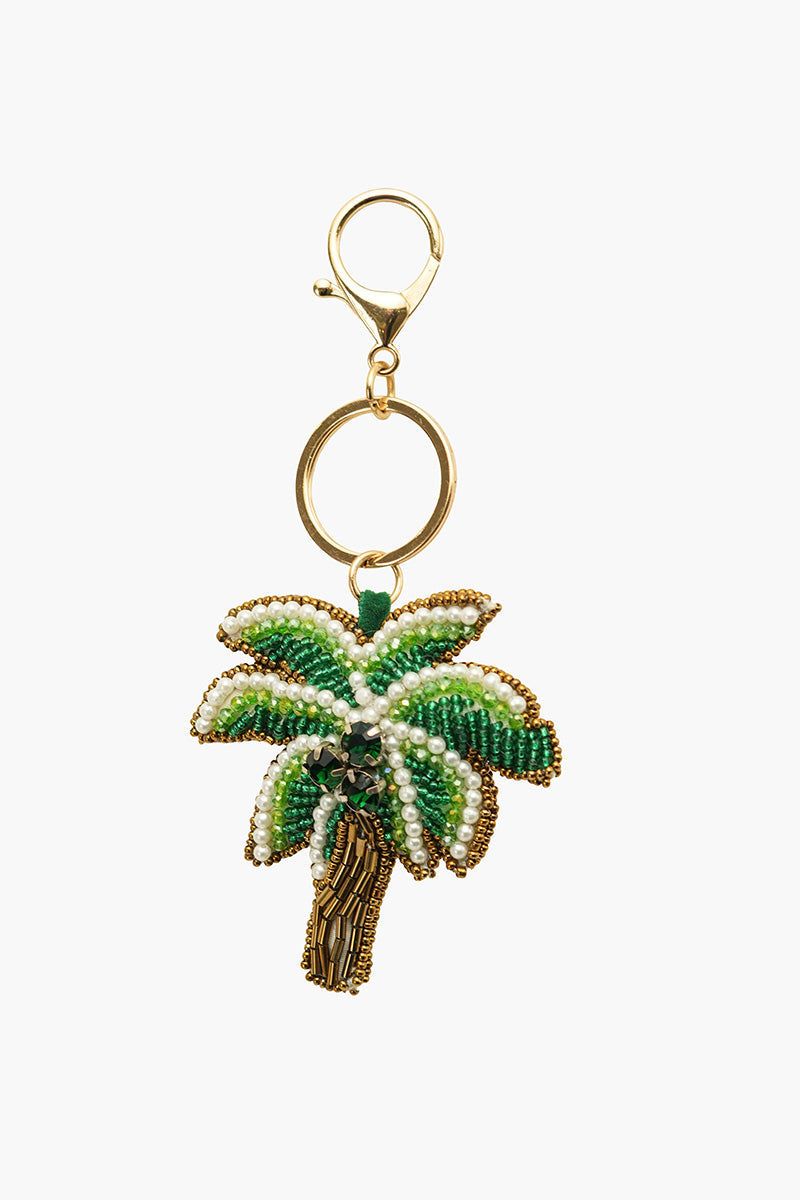 Tropical Palm Hand-Beaded Boho Bag Charm | view 1
