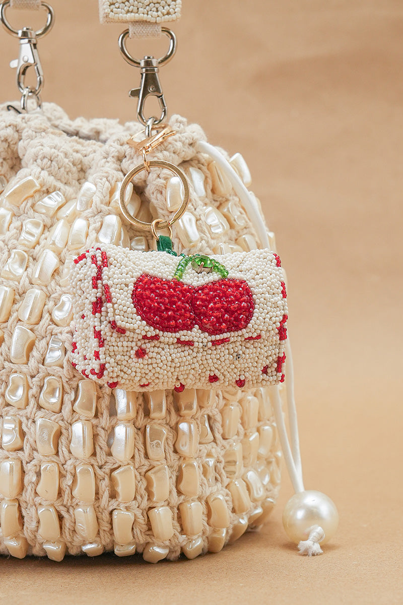 Sweet Cherry Fruit Hand-Beaded Boho Bag Charm | view 2