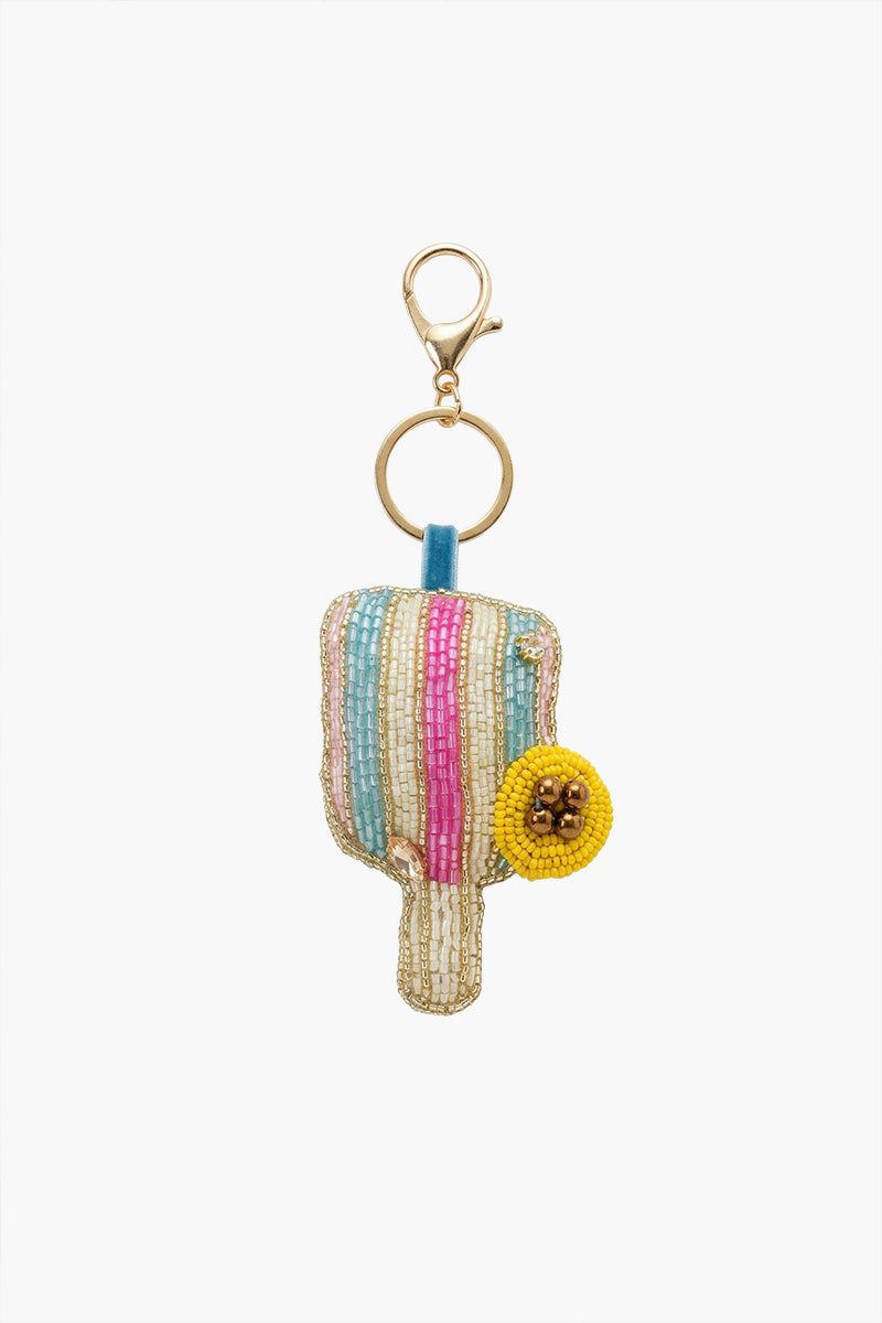 Sporty Pickleball Hand-Beaded Boho Bag Charm