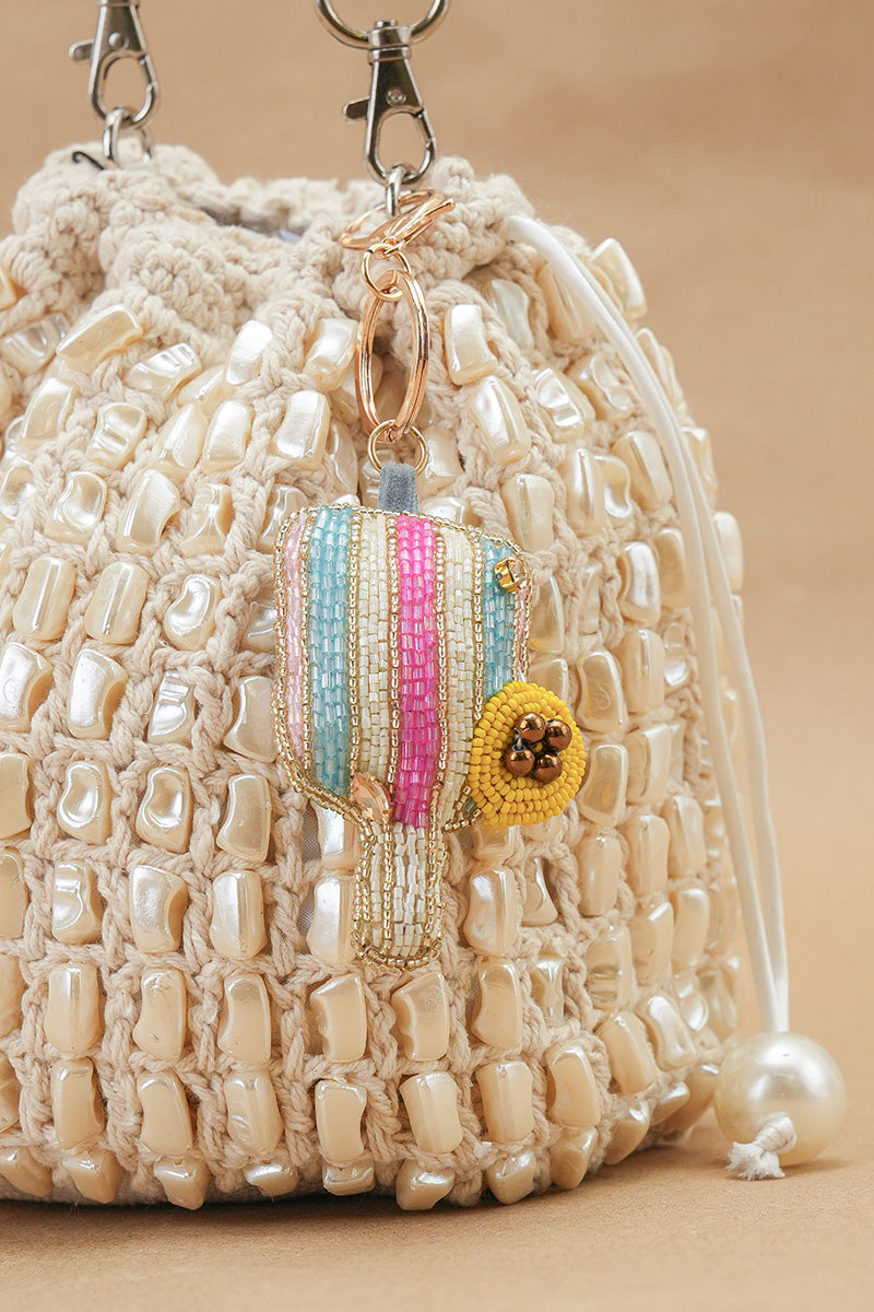 Sporty Pickleball Hand-Beaded Boho Bag Charm | America & Beyond