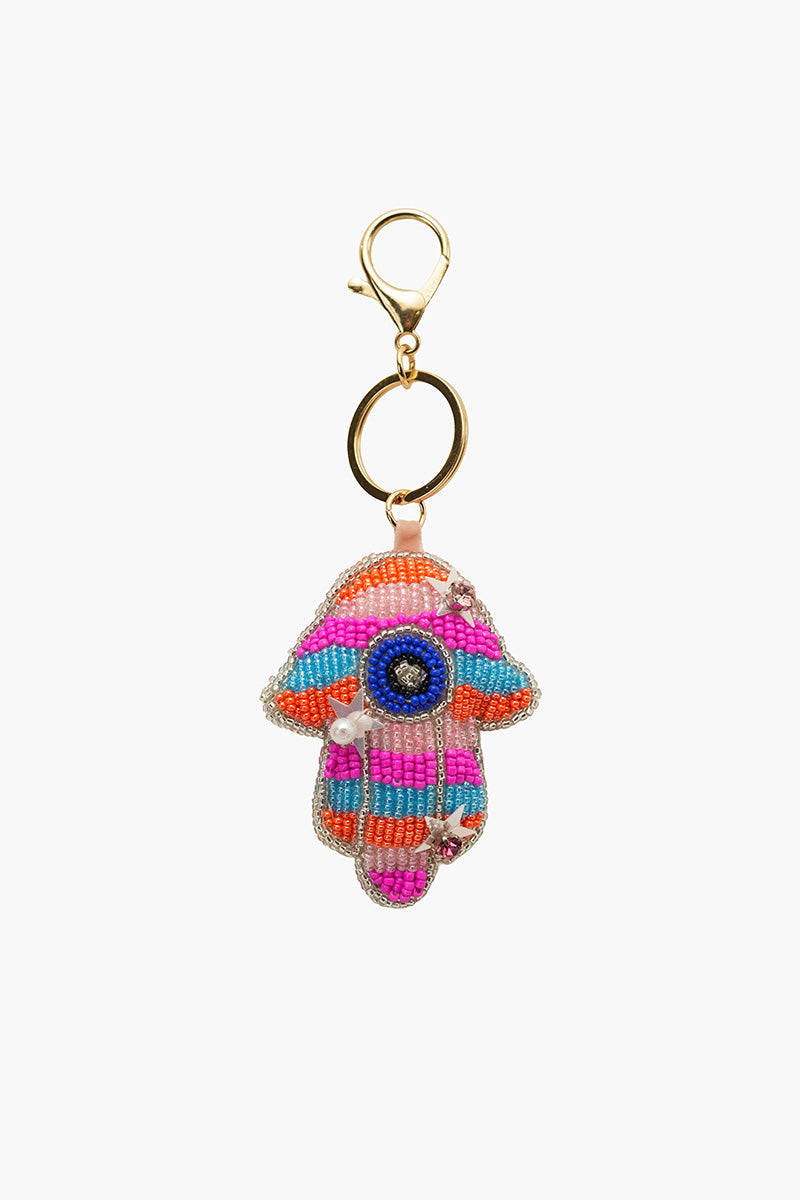 Eye of Luck Hand-Beaded Boho Bag Charm | view 1