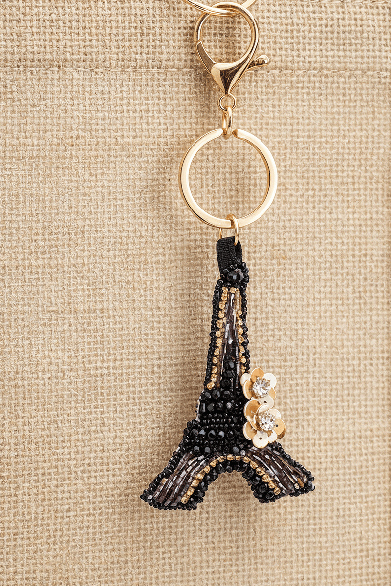 Eiffel Tower Hand-Beaded Boho Bag Charm | view 2