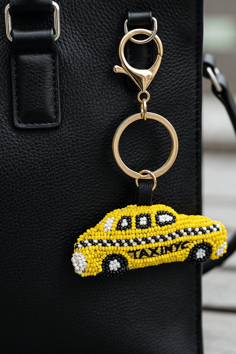 Nyc Taxi Ride Hand-Beaded Boho Bag Charm | view 2