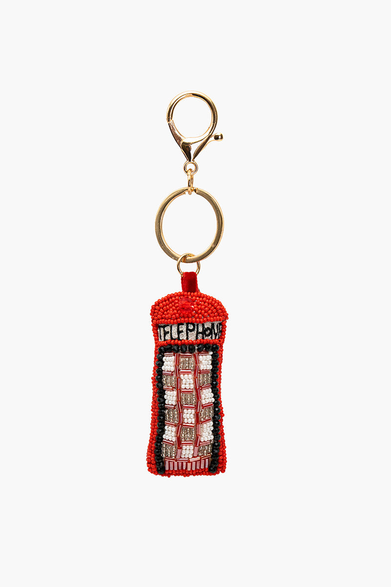 Retro Telephone Hand-Beaded Boho Bag Charm | view 1