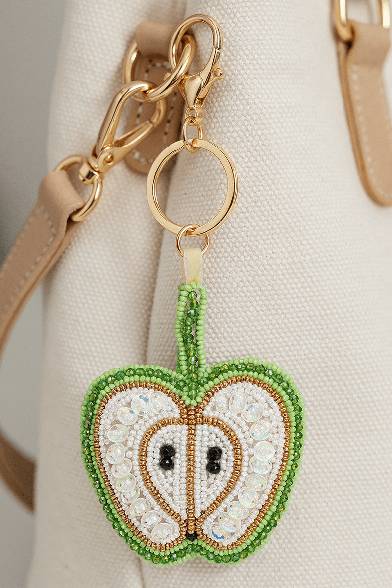 Crisp Juicy Apple Hand-Beaded Boho Bag Charm | view 1
