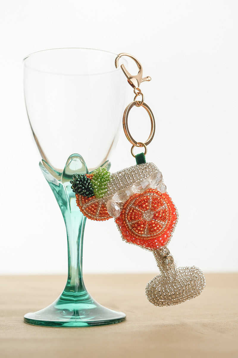 Zesty Orange Burst Citrus Hand-Beaded Bag Charm | view 2