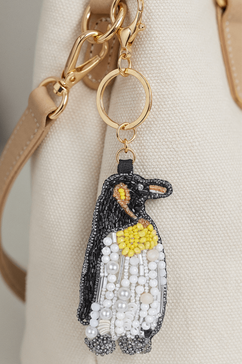 Polar Penguin Hand-Beaded Boho Bag Charm