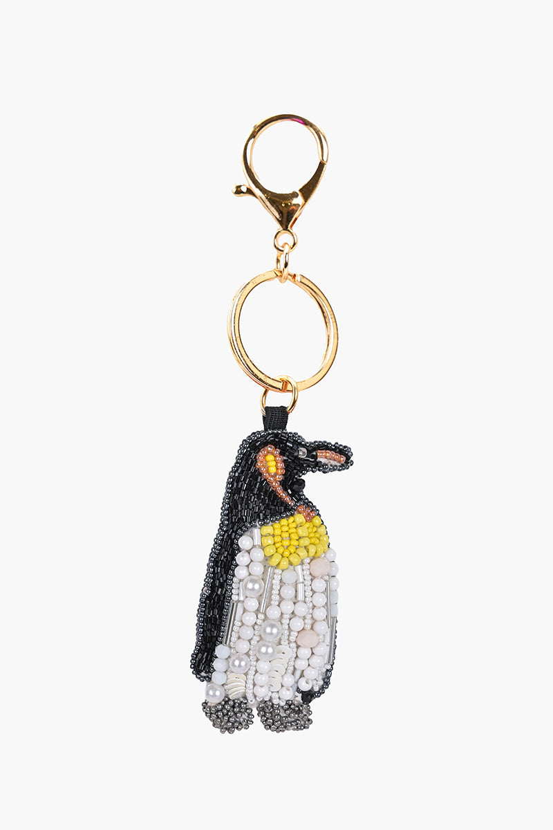 Polar Penguin Hand-Beaded Boho Bag Charm | view 1
