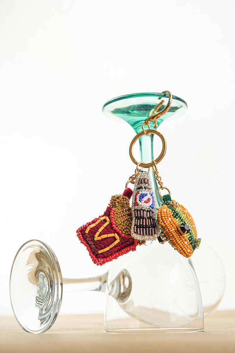 Snack Attack Hand-Beaded Boho Bag Charm