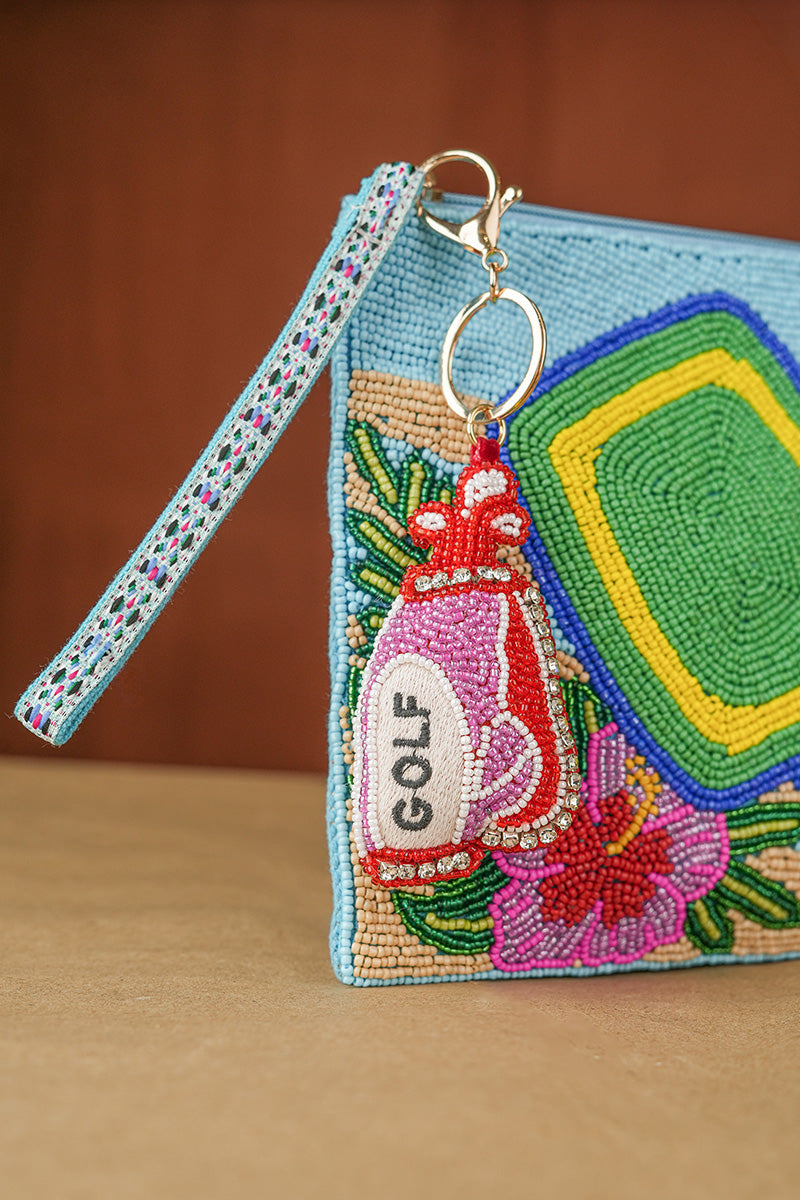 Golf Pro Hand-Beaded Boho Bag Charm