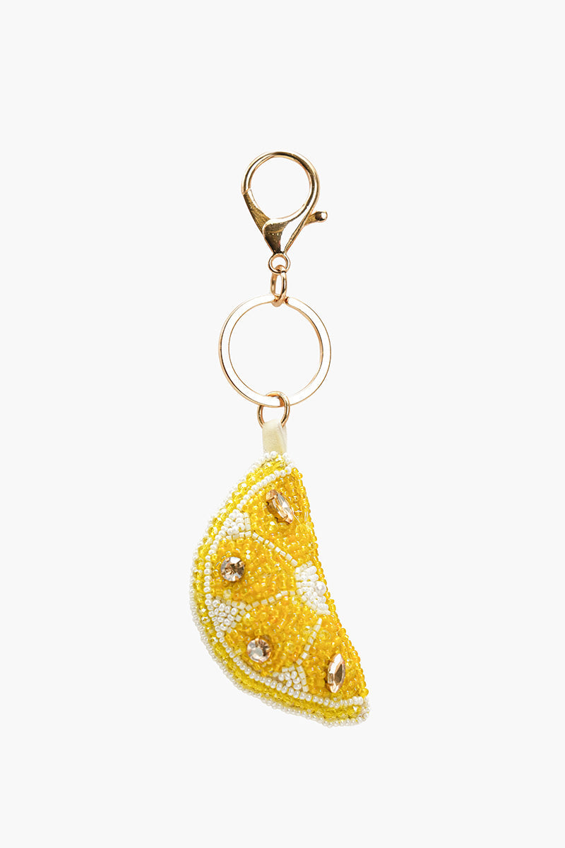 Zesty Lemon Citrus Splash Hand-Beaded Bag Charm | view 1