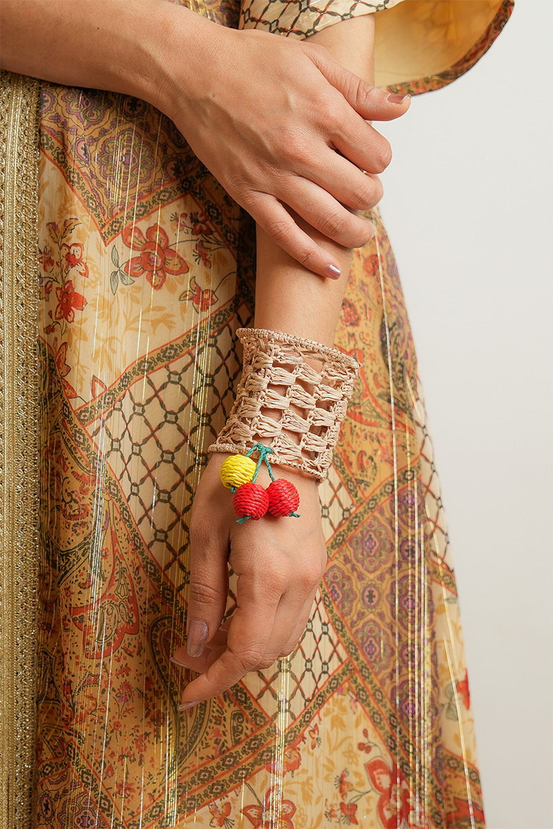 Sweet Cherry Blossom Artisanal Raffia Bangle