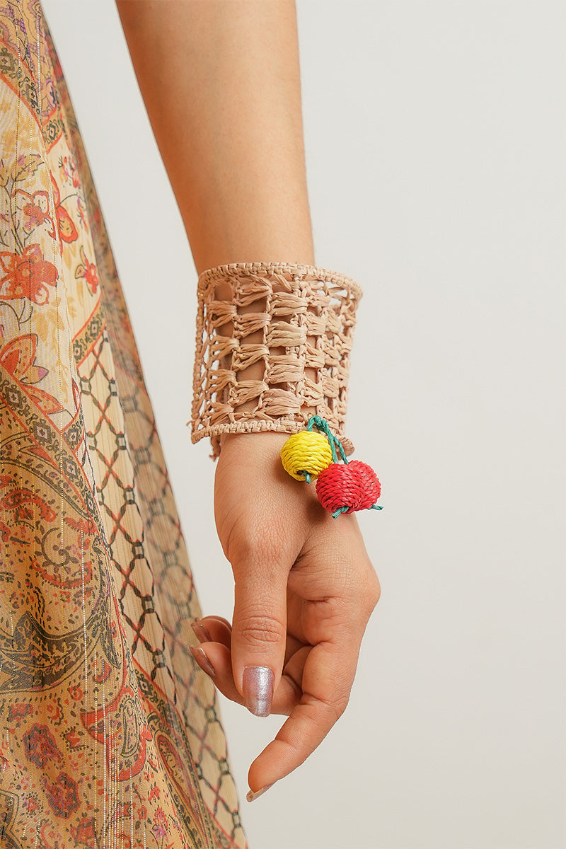 Sweet Cherry Blossom Artisanal Raffia Bangle
