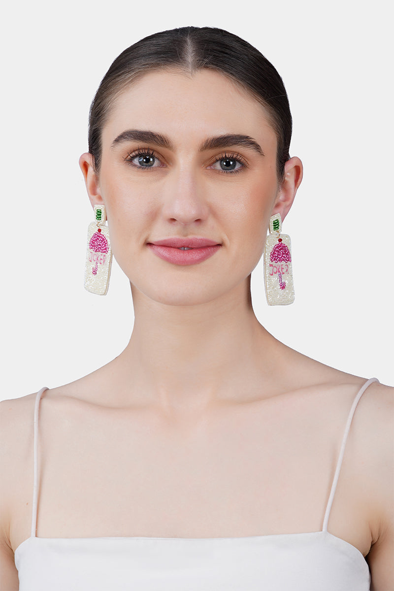 Mahjong Umbrella Beaded Earrings