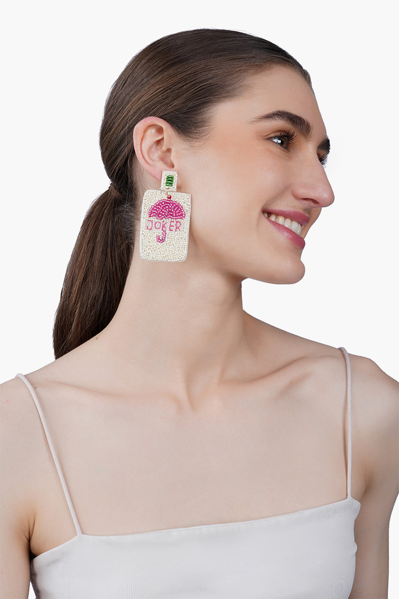 Mahjong Umbrella Beaded Earrings | View 3