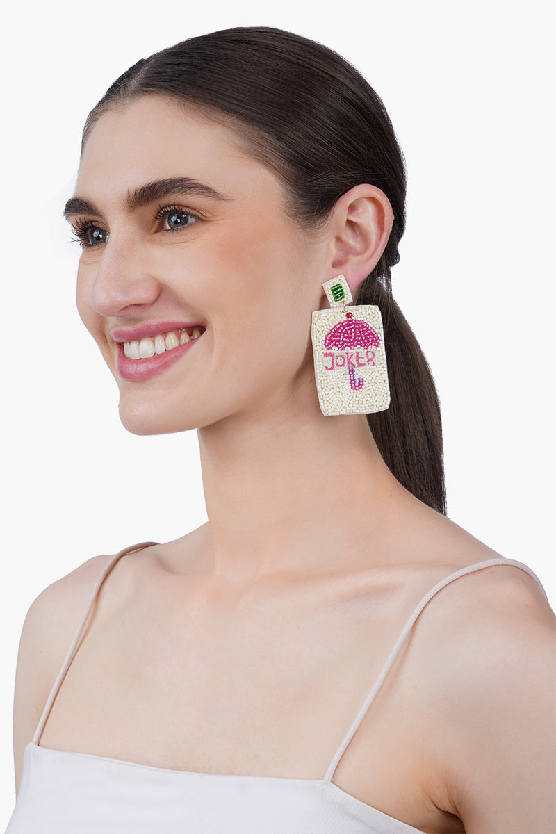 Mahjong Umbrella Beaded Earrings | View 4